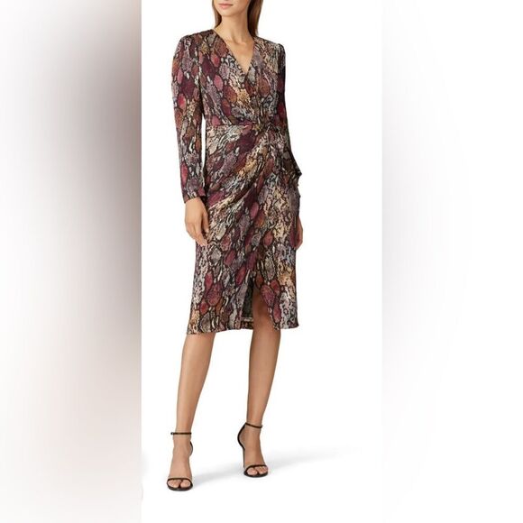 Rebecca Taylor Snake Print Wrap Dress Size 2 - Picture 1 of 10